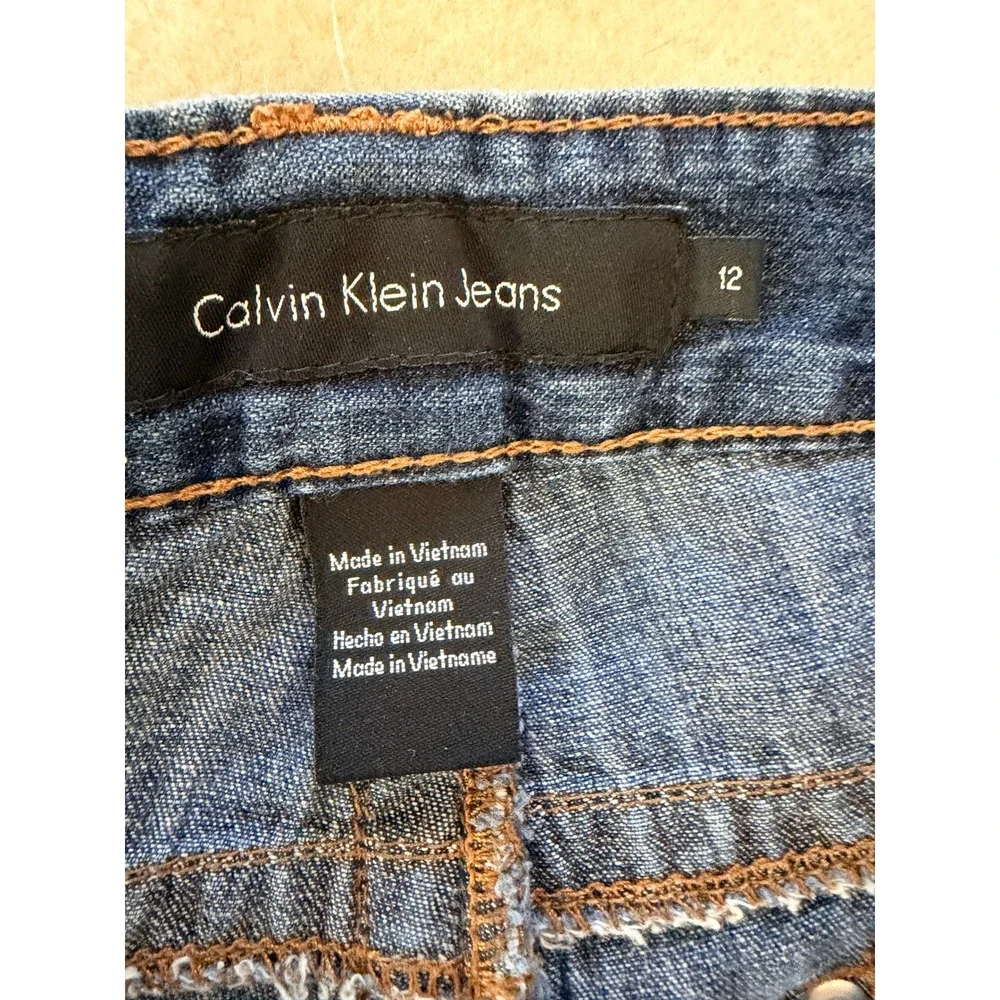 Calvin‎ Klein Jeans Bermuda Shorts Womens Blue Size 12 Cuffed Denim Medium Wash